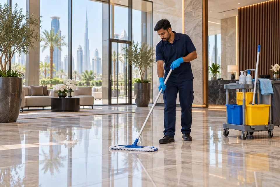 Building Cleaning Services &mdash; illustrative service scene