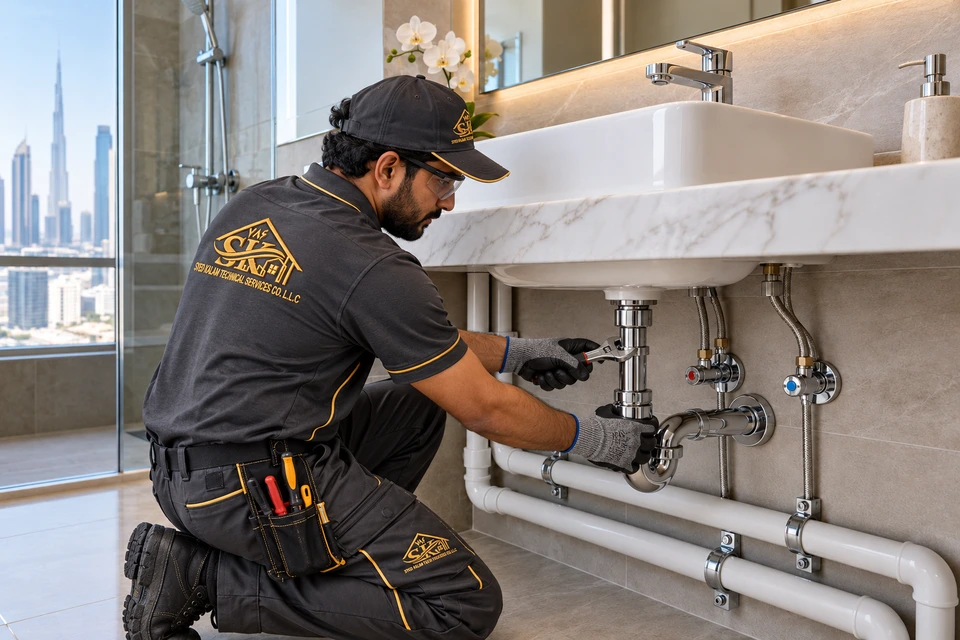 Plumbing and Sanitary Works &mdash; illustrative service scene
